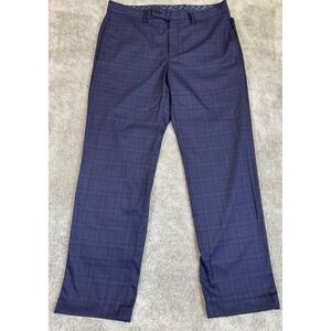 Lauren Ralph Lauren Mens Navy Blue Plaid Dress Pants Trousers 34W x 30L Stretch